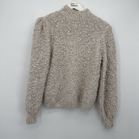 Vero Moda Beige Bubble Sweater Mock Neck Size Small Acrylic Boho - Picture 1 of 9